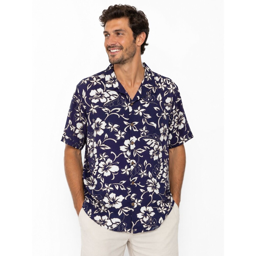 Hilo Hattie Hawaiian Shirt Men's Size Large 100% Cotton Floral Tropical Print